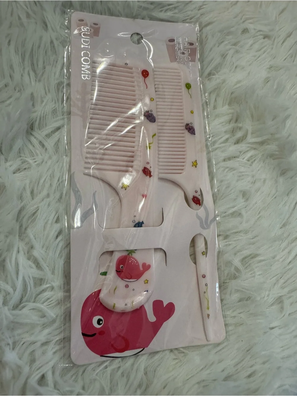 Children's Pink Whale Comb Set - Gentle Detangling for Little Ones